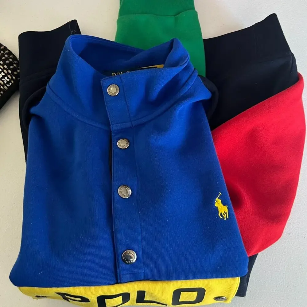 Polo Ralph Lauren Men's Red/Green/Blue Colorblock Retro Logo Pullover Sweatshirt